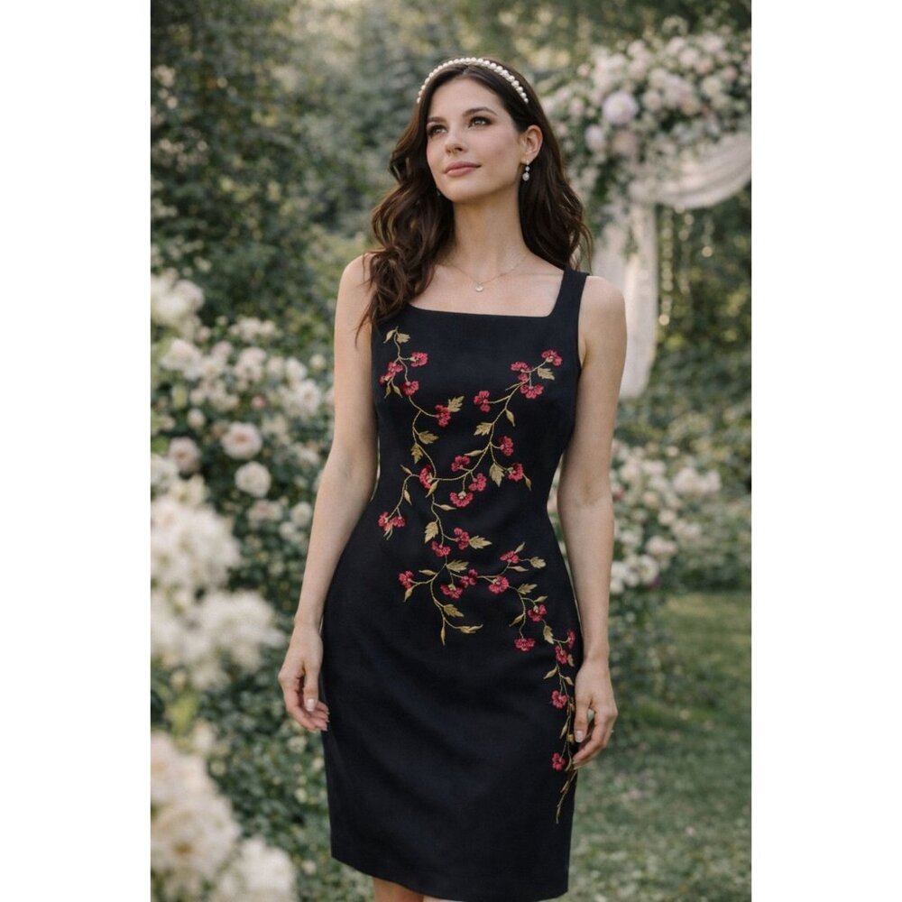 Vintage Soft-Girl Romantic Embroidered Sheath Dress | Ann Taylor | Size 4 | NWT